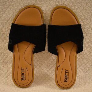 Born Black Suede Sandals Womens Size 6 EUC